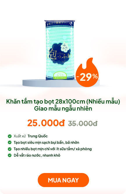 Khăn tắm tạo bọt 28x100cm (Nhiều mẫu)-Giao mẫu ngẫu nhiên